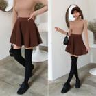 Band-waist Ribbed A-line Skirt