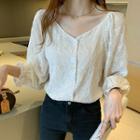 Eyelet Button-up Blouse