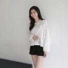 Balloon-sleeve Embossed Top