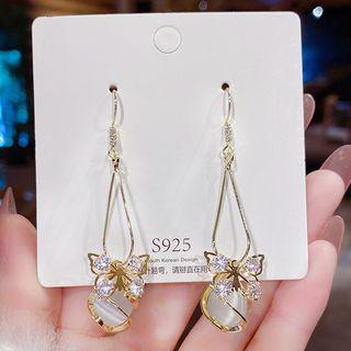 Rhinestone Butterfly Earring E0177 - 1 Pr - White - One Size