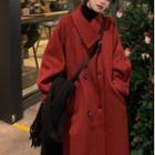 Double Breasted Long Coat Red - One Size