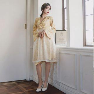 Midi Hanbok Dress Set (floral / Yellow)