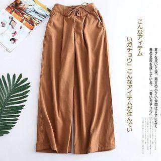 Lace-up Wide-leg Pants Earth Yellow - One Size