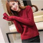 Lace-up Back Melange Knit Sweater