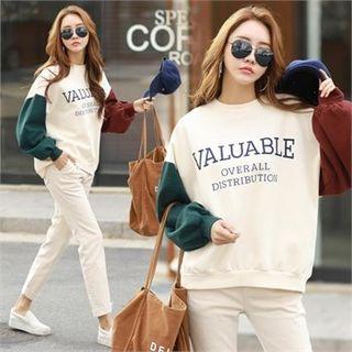 Letter-printed Color-block Sweatshirt