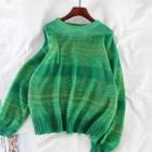 Long-sleeve Knit Sweater Green - One Size