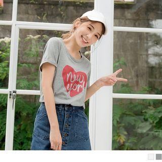 Sweetheart Lettering Short-sleeve Round Neck T-shirt