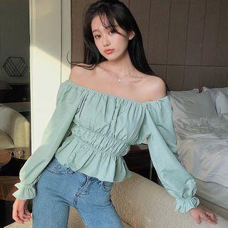 Long-sleeve Off-shoulder Blouse As Shown In Figure - One Size