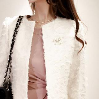 Fringe-trim Open-front Jacket