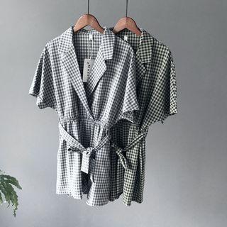 Check Short-sleeve Playsuit
