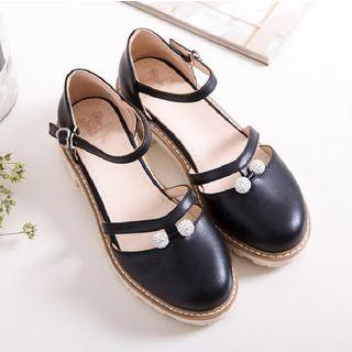 Rhinestone Block Heel Mary Jane Shoes