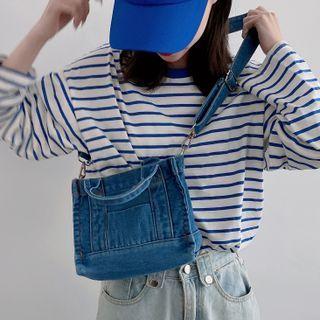 Mini Washed Denim Crossbody Bag Denim Blue - One Size