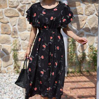 Ruffled Rosette Long Dress