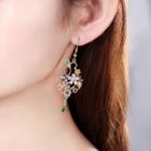 Rhinestone Floral Drop Earring / Clip-on Earring