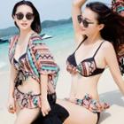 Set: Pattern Bikini + Fringed Cover-up