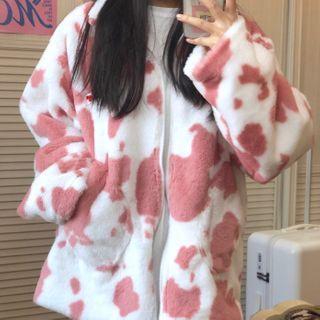 Cow Print Zip Jacket / Lettering Leggings