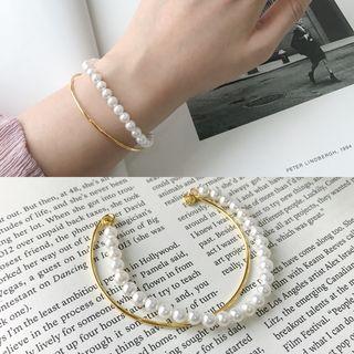Faux Pearl Bangle S024 - Faux Pearl Bangle - One Size