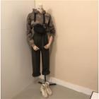 Camouflage Crop Hoodie / High Waist Straight Cut Pants