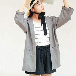 Plain Loose-fit 3/4-sleeve Jacket