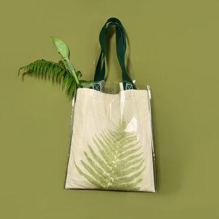 Set: Pvc Tote Bag + Canvas Tote Bag Set - Transparent & Off White - One Size