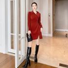 Asymmetrical Open-collar Mini A-line Shirtdress