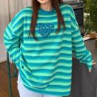 Short-sleeve Striped Heart T-shirt