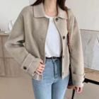 Cropped Plain Woolen Coat