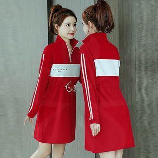 Long-sleeve Striped Zip Sweatshirt Dress