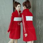 Long-sleeve Striped Zip Sweatshirt Dress