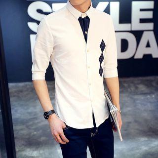 Panel Elbow-sleeve Shirt