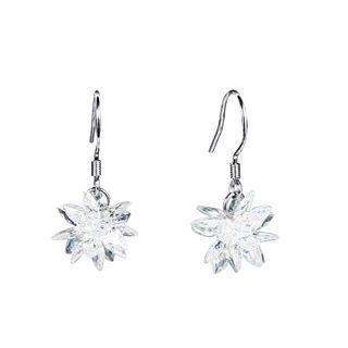 925 Sterling Silver Rhinestone Drop Earring 1 Pair - Transparent & Silver - One Size