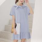 Sailor Collar Short Sleeve Ruffled Hem Dress