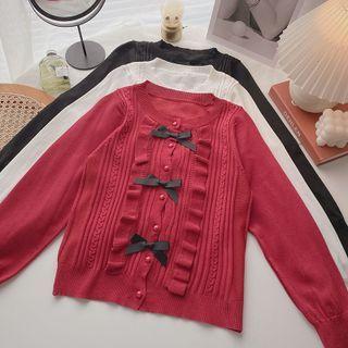Long-sleeve Round Neck Cardigan