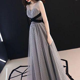 Dotted A-line Evening Gown