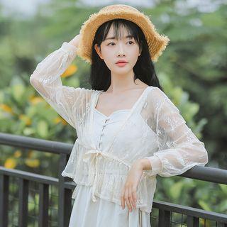 Tie-front Cropped Lace Jacket