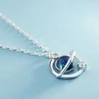 Planet Pendant Sterling Silver Necklace Silver & Blue - One Size