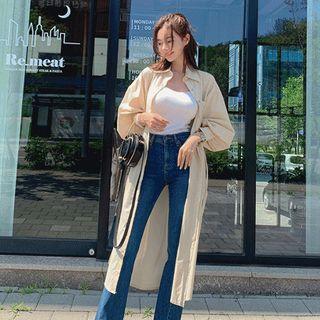 Bishop Sleeve Shirtdress With Sash