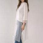 Overlay-lace Long T-shirt
