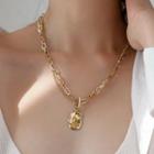 Stainless Steel Irregular Pendant Necklace Necklace - Irregular Shape - Gold - One Size