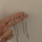 Alloy Bow Fringed Earring 1 Pair - Threader Earrings - 925 Silver - One Size