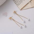 Alloy Bow Faux Pearl Dangle Earring 1 Pair - 925 Silver Earrings - Gold - One Size