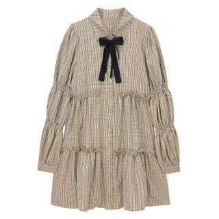 Tiered Bow A-line Shirtdress