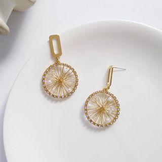 Disc Drop Sterling Silver Ear Stud 1 Pair - Gold - One Size