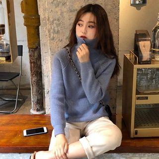 Half-placket Ribbed Sweater