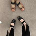 Square Neck Croc Grain Flats