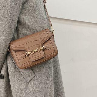 Croc Grain Snaffle Crossbody Bag