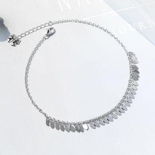 925 Sterling Silver Disc Fringed Anklet As Shown In Figure - One Size