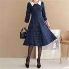 Faux-pearl Trim Collar A-line Dress