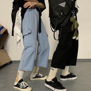 Wide-leg Side Pocketed Cargo Jeans