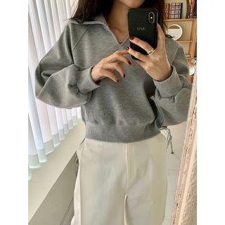 Collared Raglan-sleeve Sweatshirt